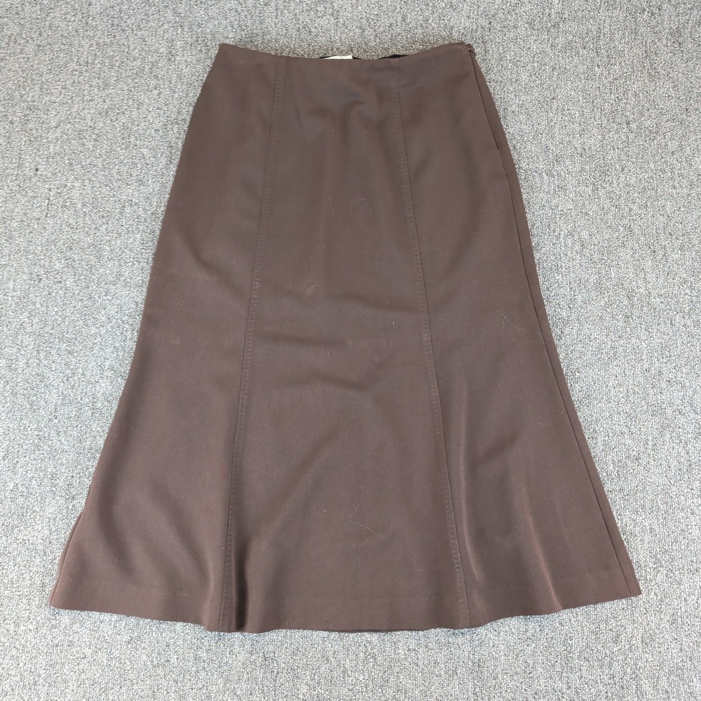 David Brooks Women Brown Midi Skirt Size 8 Polyester Blend Stretch A-Line Office — photo 2